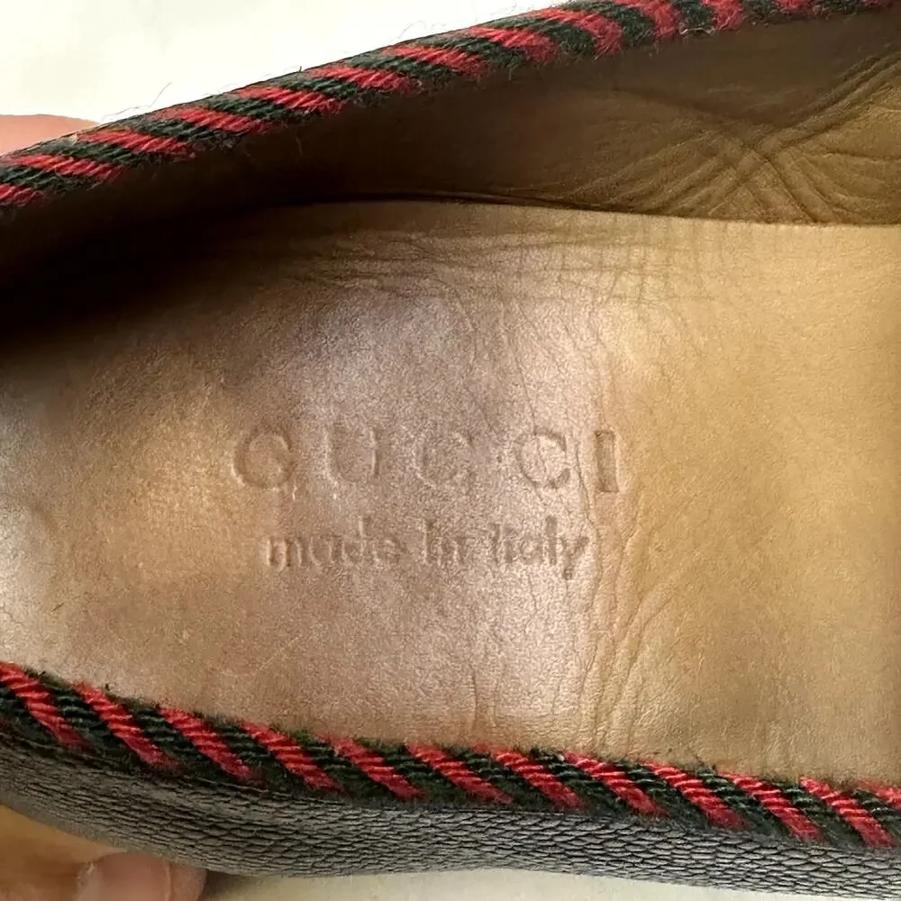 RESOLED Gucci Jordaan Penny Loafer Tiger Head Accent Black Pebbled UK 8 US 9 D